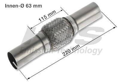 Flex Hose, exhaust system 63x220mm keevitatud otstega