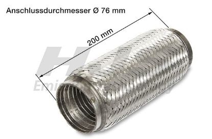 Flex Hose, exhaust system 76x200mm tugev sisu