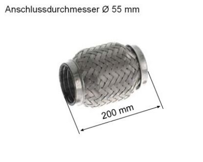 Flex Hose, exhaust system 55x200mm tugev sisu