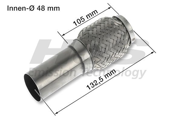 Flex Hose, exhaust system 48x133mm keevitatud otsaga