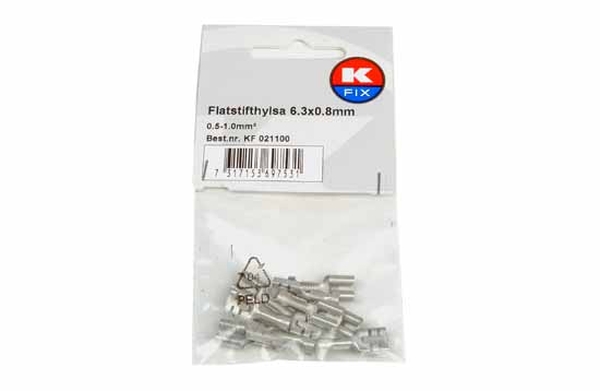 Terminal, electric universal parts plaat 6.3x0.8mm lukustuv 0.5-1.0mm2 EMA 10tk