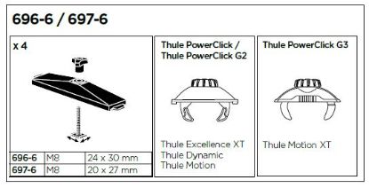 Lamp, roof box T-soone adapter 24mm PowerClick/G2/G3, kompl.