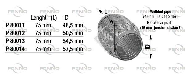 Flex Hose, exhaust system 57,5x75mm tugev sisu