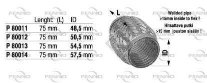 Flex Hose, exhaust system 57,5x75mm tugev sisu