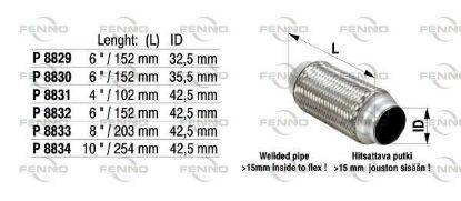 Flex Hose, exhaust system 42,5x152mm punutud sisu