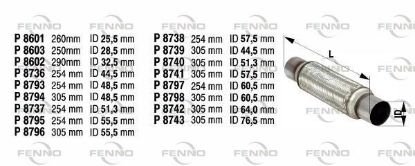 Flex Hose, exhaust system 51,3x254mm keevitatud otstega