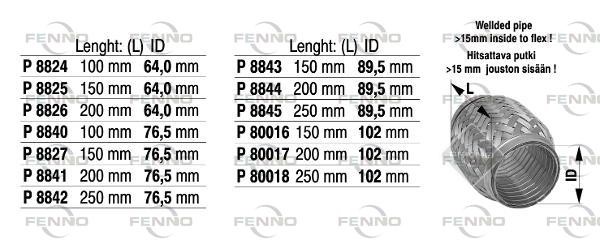 Flex Hose, exhaust system 89,5x150mm tugev sisu