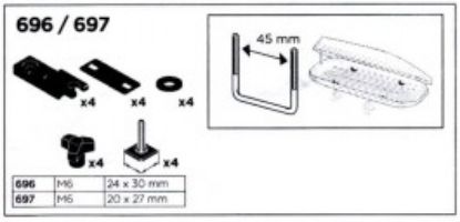 Lamp, roof box T-soone adapter 20mm U-poldile (45mm), kompl.