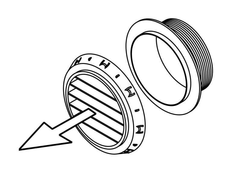 Air nozzle, auxiliary heater AIR-OUTLET D60 90 DEGREES