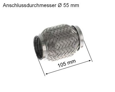 Flex Hose, exhaust system 55x105mm tugev sisu