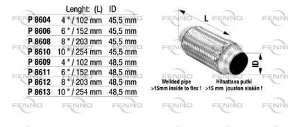 Flex Hose, exhaust system 45,5x254mm punutud sisu