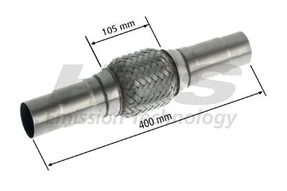 Flex Hose, exhaust system 48/50/55x400mm astmega keevitatud otstega