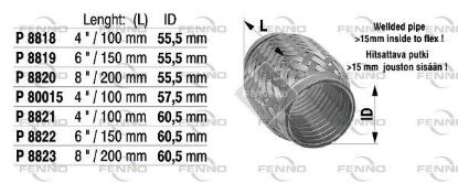 Flex Hose, exhaust system 60,5x150mm tugev sisu