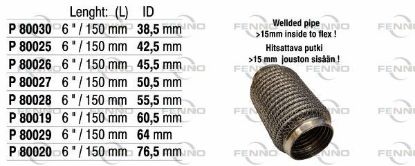 Flex Hose, exhaust system 42,5x150mm soft flex