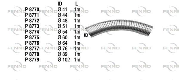 Flex Hose, exhaust system 102x1000mm painduv toru tsingitud