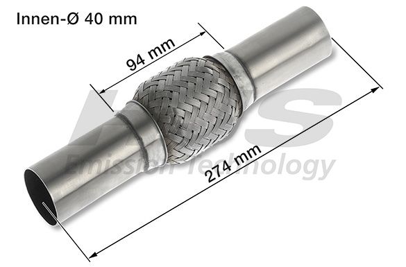 Flex Hose, exhaust system 40x274mm keevitatud otstega