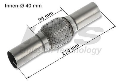 Flex Hose, exhaust system 40x274mm keevitatud otstega