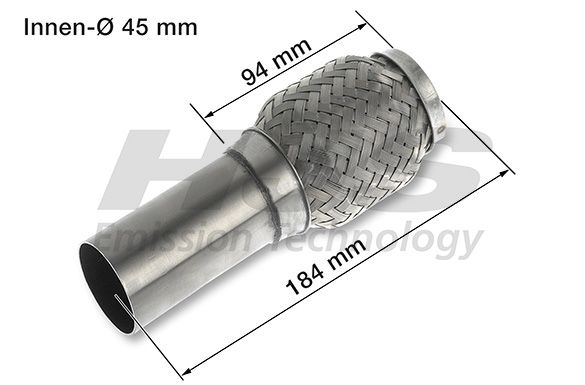 Flex Hose, exhaust system 45x184mm keevitatud otsaga