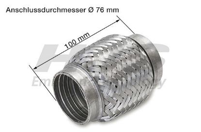 Flex Hose, exhaust system 76x100mm tugev sisu