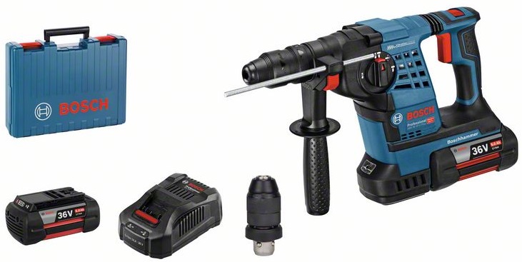Electrical Tool Set (rechargeable) GBH 36 VF-LI Plus, 2x6.0Ah, 3680CV, 36V, 4 - 28 mm