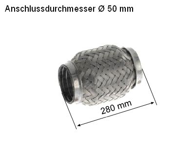 Flex Hose, exhaust system 50x280mm tugev sisu