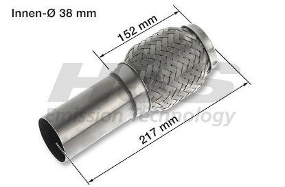Flex Hose, exhaust system 38x217mm keevitatud otsaga