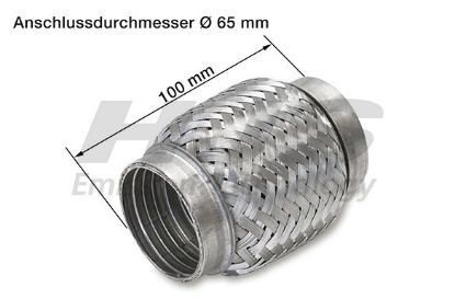 Flex Hose, exhaust system 65x100mm tugev sisu