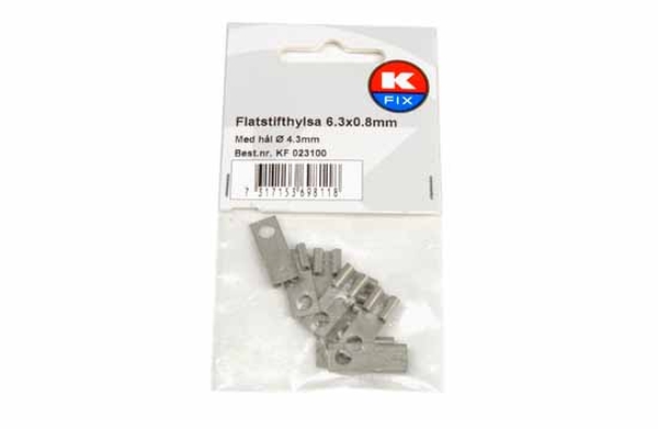 Terminal, electric universal parts plaat 6.3x0.8mm kinnine