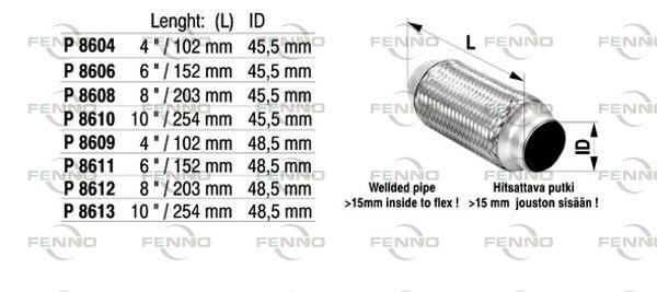 Flex Hose, exhaust system 48,5x102mm punutud sisu