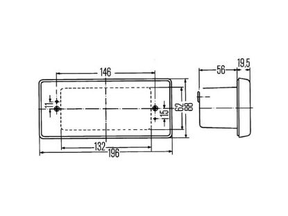 Rear Fog Light Udutuli 196x88 uputatav - RT