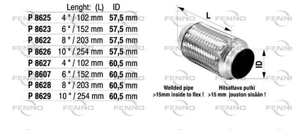 Flex Hose, exhaust system 60,5x203mm punutud sisu