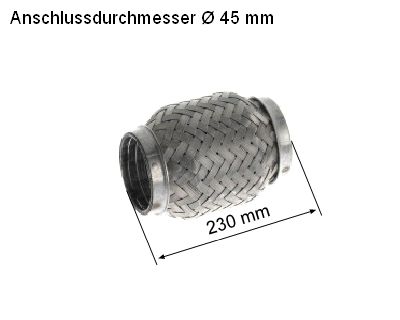 Flex Hose, exhaust system 45x230mm tugev sisu