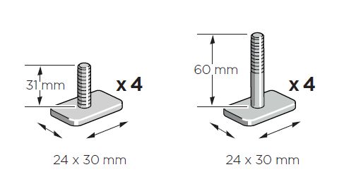 Roof Rack Load Bar T-soone adapter 24x30 (SnowPack), kompl.