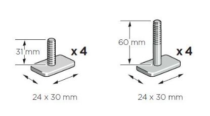 Roof Rack Load Bar T-soone adapter 24x30 (SnowPack), kompl.