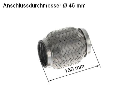 Flex Hose, exhaust system 45x150mm tugev sisu