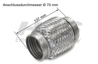 Flex Hose, exhaust system 70x137mm tugev sisu
