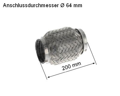 Flex Hose, exhaust system 64x200mm tugev sisu