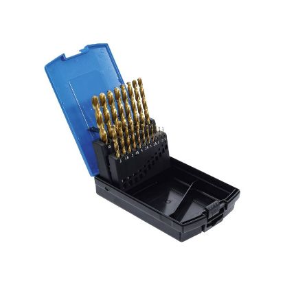 Twist Drill Bit Set 19-piece Twist Drill Set, HSS-G, Titanium Coated,