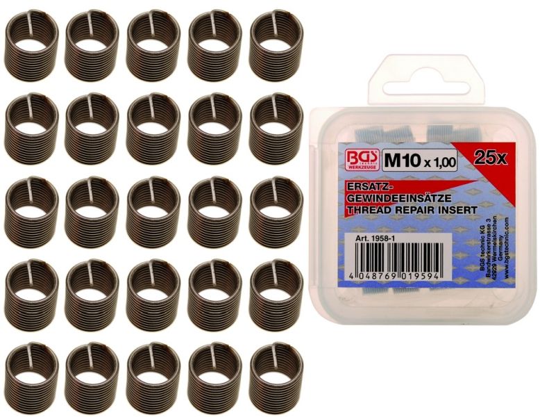 Tool Assortment, thread insert Replacement Thread Inserts | M10 x 1.0 | 25 pcs.