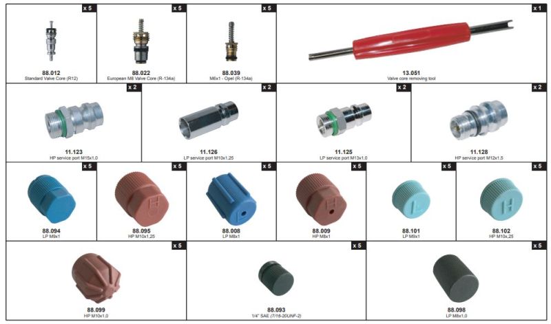 Seal, coolant tube A/C R134a ventiilide ja -korkide komplekt