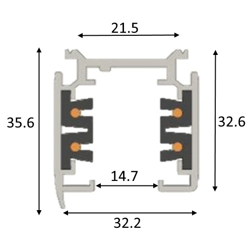 Tracks and accessories 3F el. Siin 2m matt must