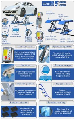 Post Lift System Mobiilne käärtõstuk, madal, 3T