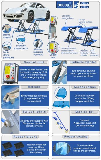 Post Lift System Mobiilne käärtõstuk, madal, 3T
