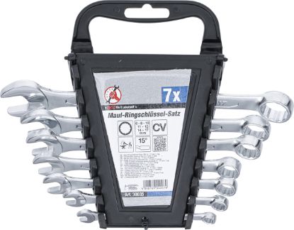 Spanner Set, ring/open ended 7-piece Combination Spanner Set, 6 - 17 mm