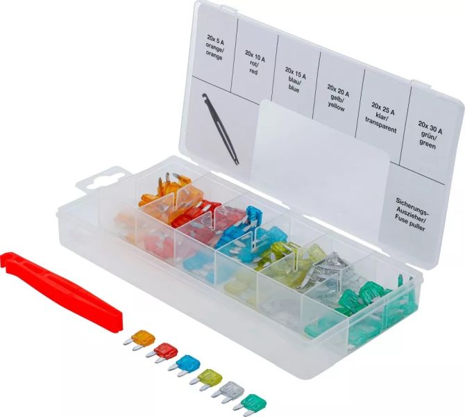 Assortment, fuses Mini kaitsmete komplekt 121 osa