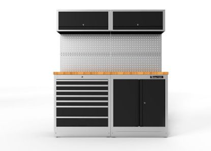 Tool Cabinet Kaks moodulit Tamme töötasapinnaga 1725x1980x546mm