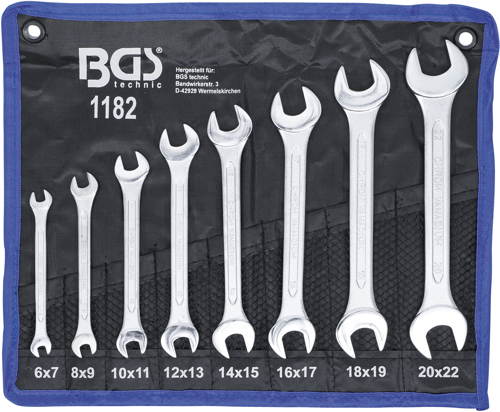 Open-end Spanner Set 8-piece Open End Spanner Set, 6x7-20x22 mm