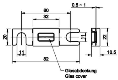 Fuse 500A 60mm 80V korpusega a=9mm