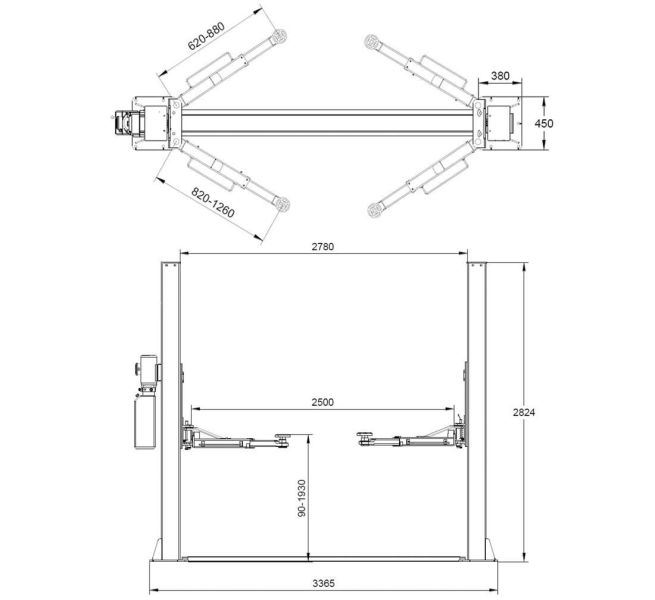 Vehicle Lift L-200 4T manuaal lukkudega