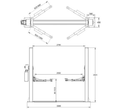 Vehicle Lift L-200 4T manuaal lukkudega